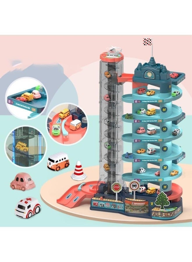 Oupstrive City Garage Playset Car Race Track for Toddlers, 7 Level Track Set Toy Parking Adventure Toy, Kids Tracks Parking Lot Playsets Boys Girls Gifts for 3-8 Years Old - Image 2